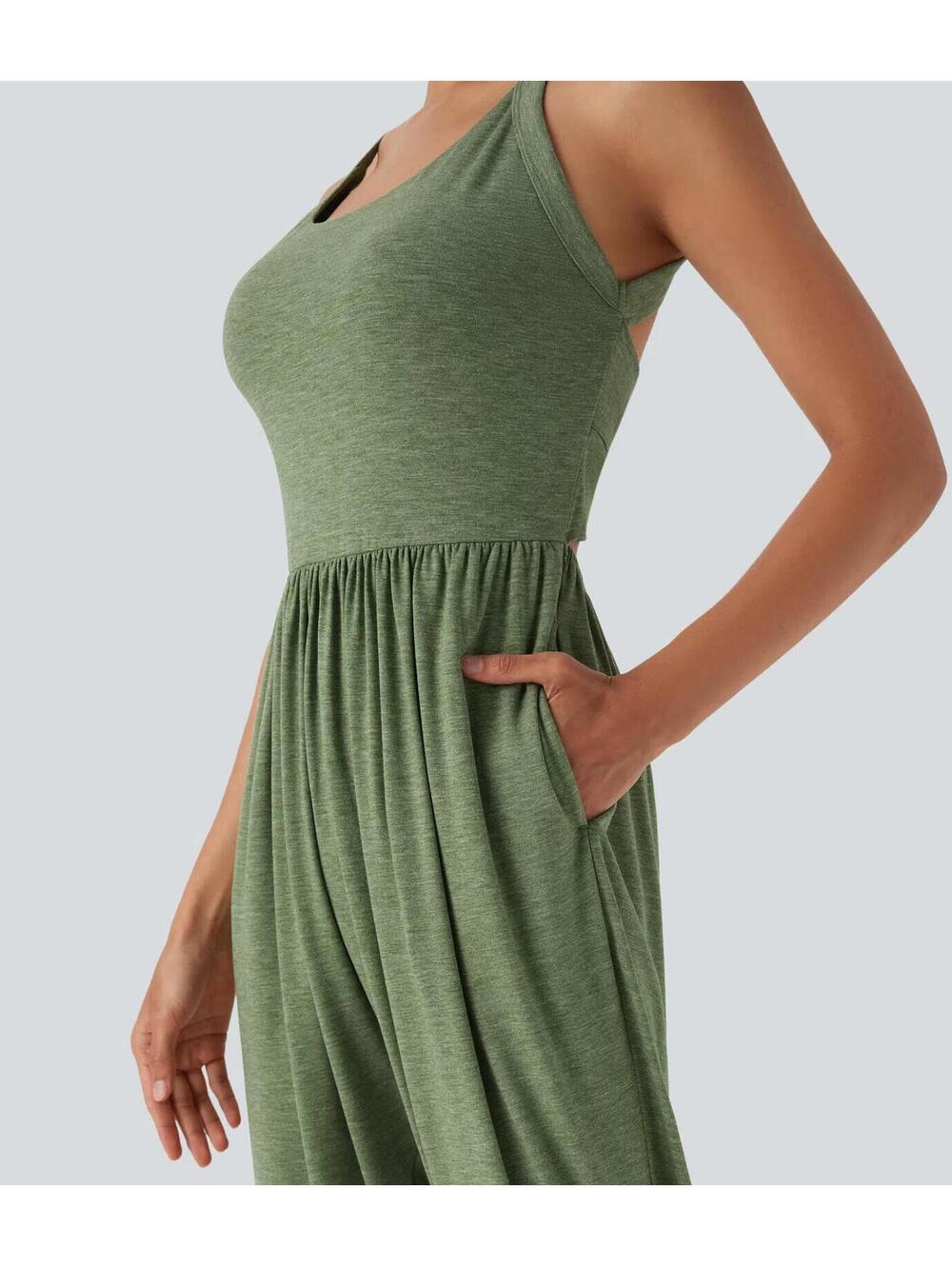 NWT Halara U Neck Harem Jumpsuit Pockets-Easy Peezy Edition Size Small Petite - Picture 3 of 6